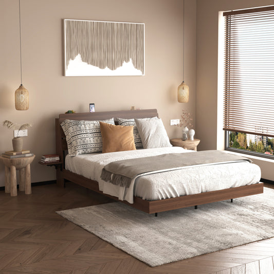 Dinati Floating Bed Frame w/ LED Lights And Charging Station (Queen)